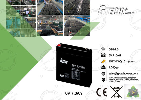 1.04KG a scellé la batterie rechargeable exempte d'entretien 6v 7ah pour le système d'alarme